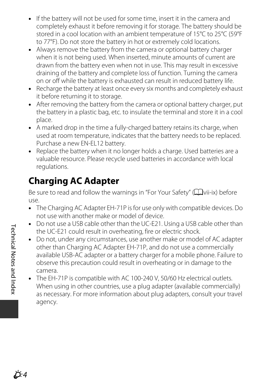 Charging ac adapter | Nikon S9600 User Manual | Page 200 / 226