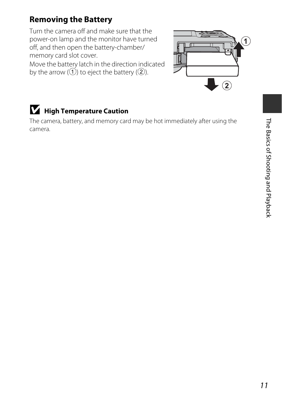Removing the battery | Nikon S9600 User Manual | Page 33 / 226