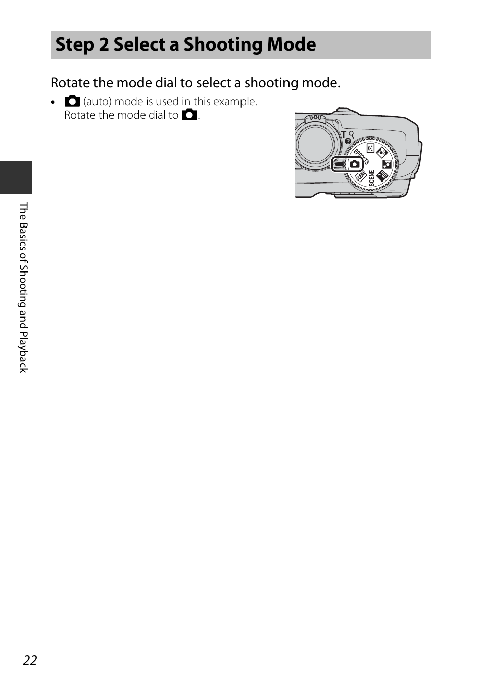 Step 2 select a shooting mode, Rotate the mode dial to select a shooting mode | Nikon S9600 User Manual | Page 44 / 226