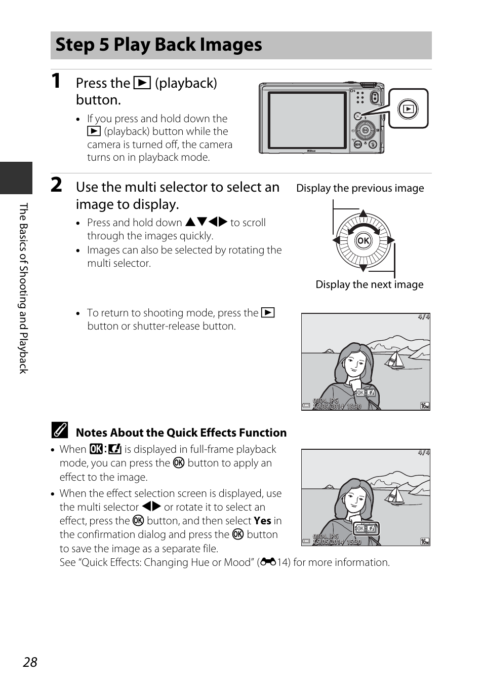Step 5 play back images, Press the c (playback) button | Nikon S9600 User Manual | Page 50 / 226