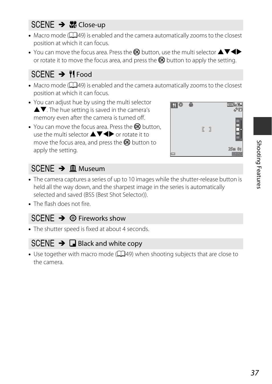 A37), Food (a37) | Nikon S9600 User Manual | Page 59 / 226