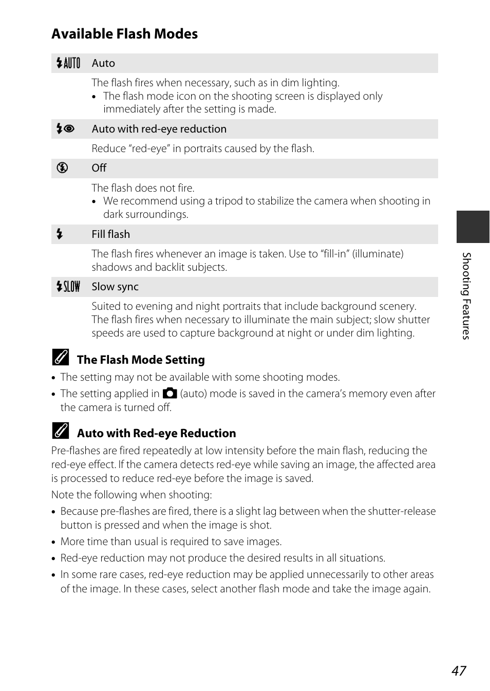 Available flash modes | Nikon S9600 User Manual | Page 69 / 226