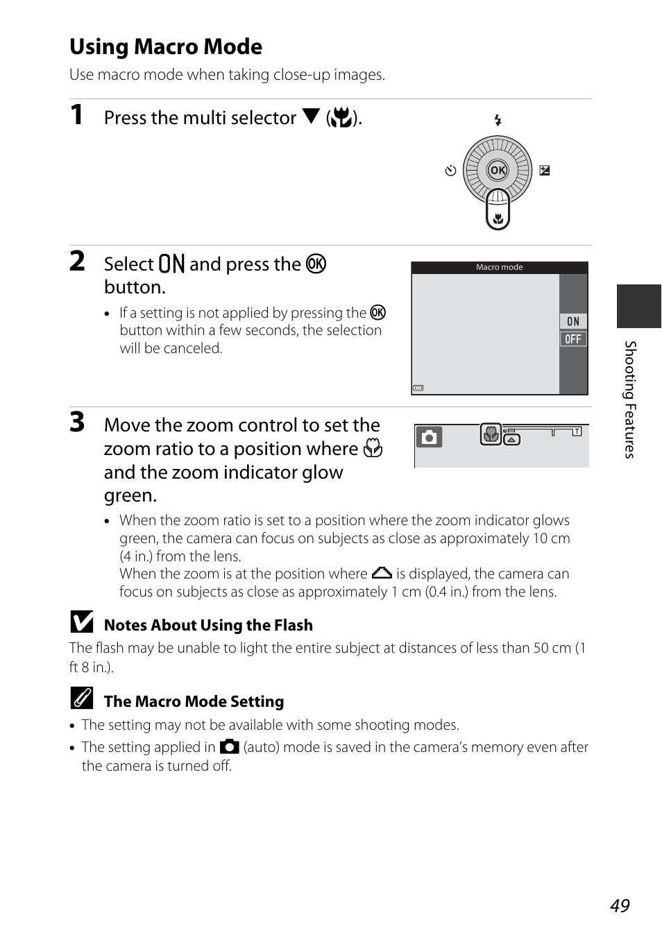 Using macro mode, A49) | Nikon S9600 User Manual | Page 71 / 226