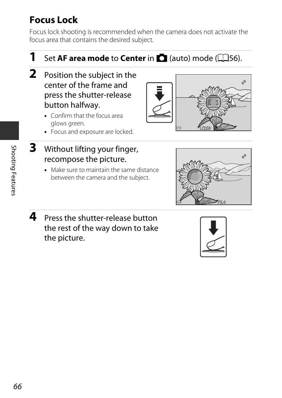 Focus lock, A66) | Nikon S9600 User Manual | Page 88 / 226