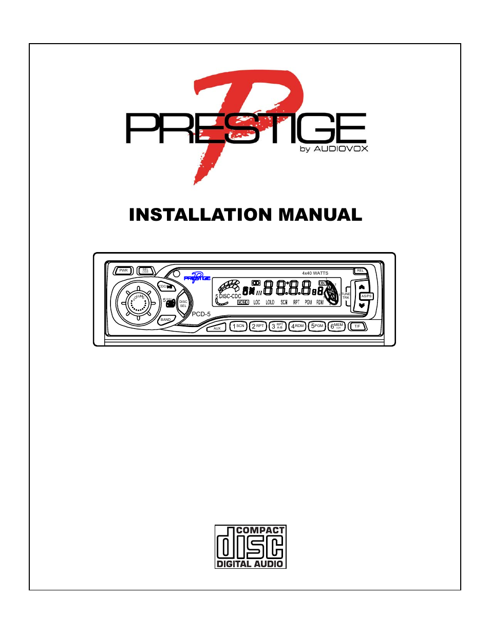 Audiovox PCD- 5 User Manual | 6 pages
