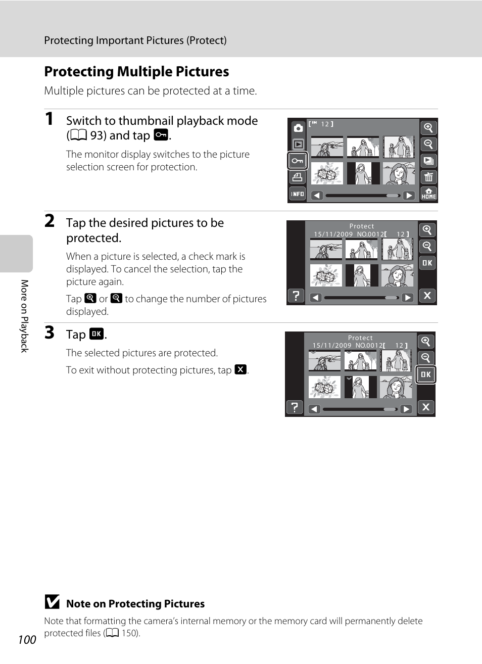 Protecting multiple pictures | Nikon S70 User Manual | Page 112 / 192