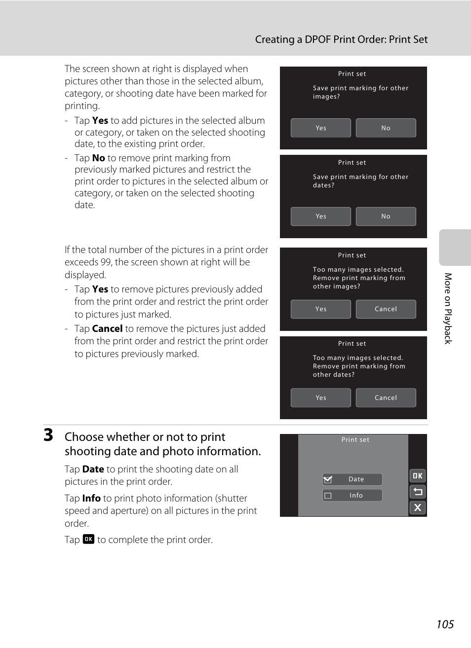 Creating a dpof print order: print set | Nikon S70 User Manual | Page 117 / 192