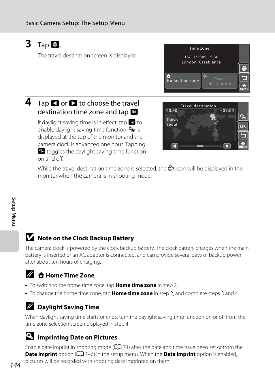 A 144) ha, Tap i | Nikon S70 User Manual | Page 156 / 192