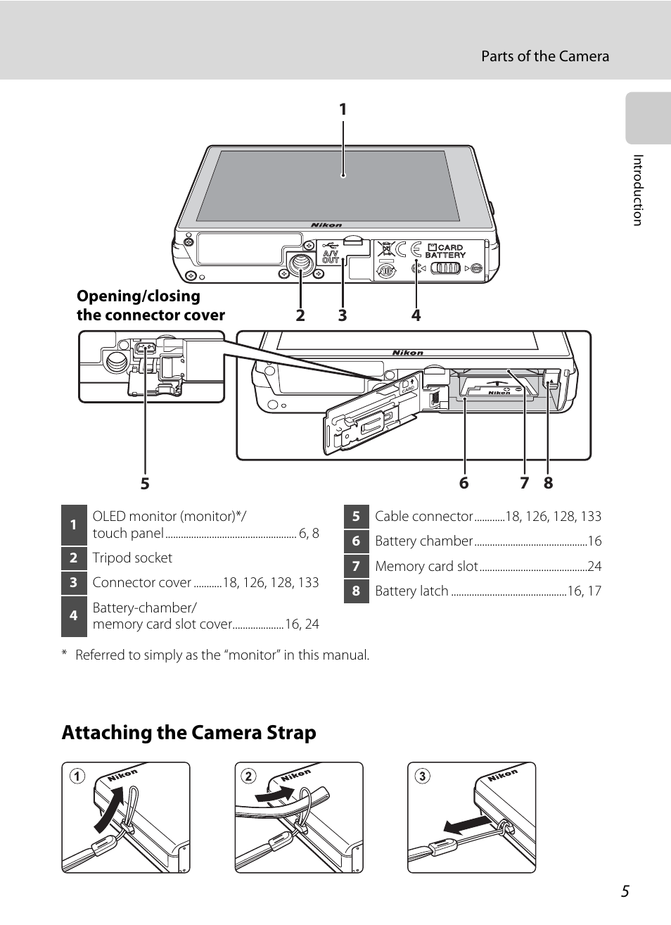 Attaching the camera strap | Nikon S70 User Manual | Page 17 / 192