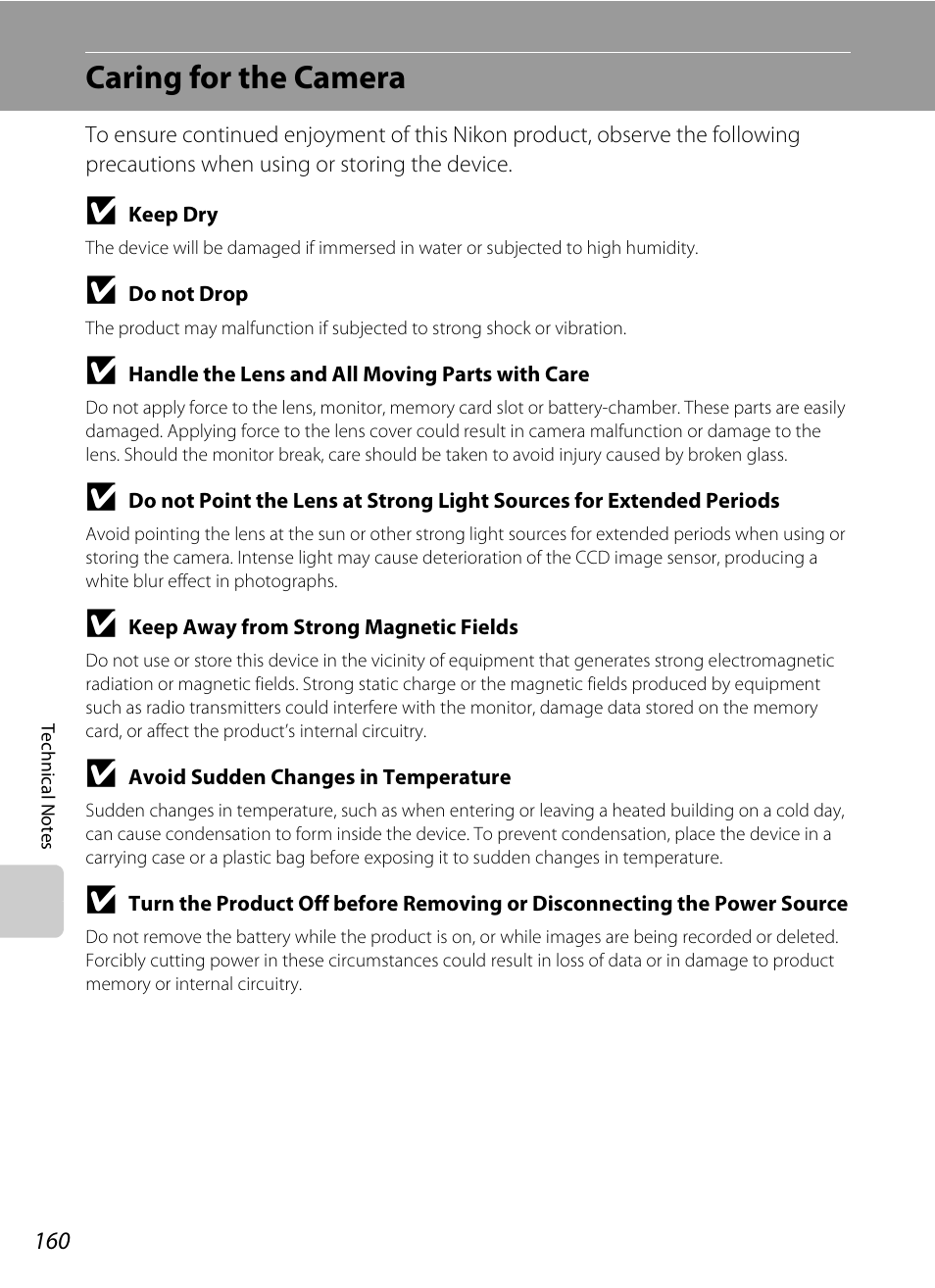 Caring for the camera | Nikon S70 User Manual | Page 172 / 192