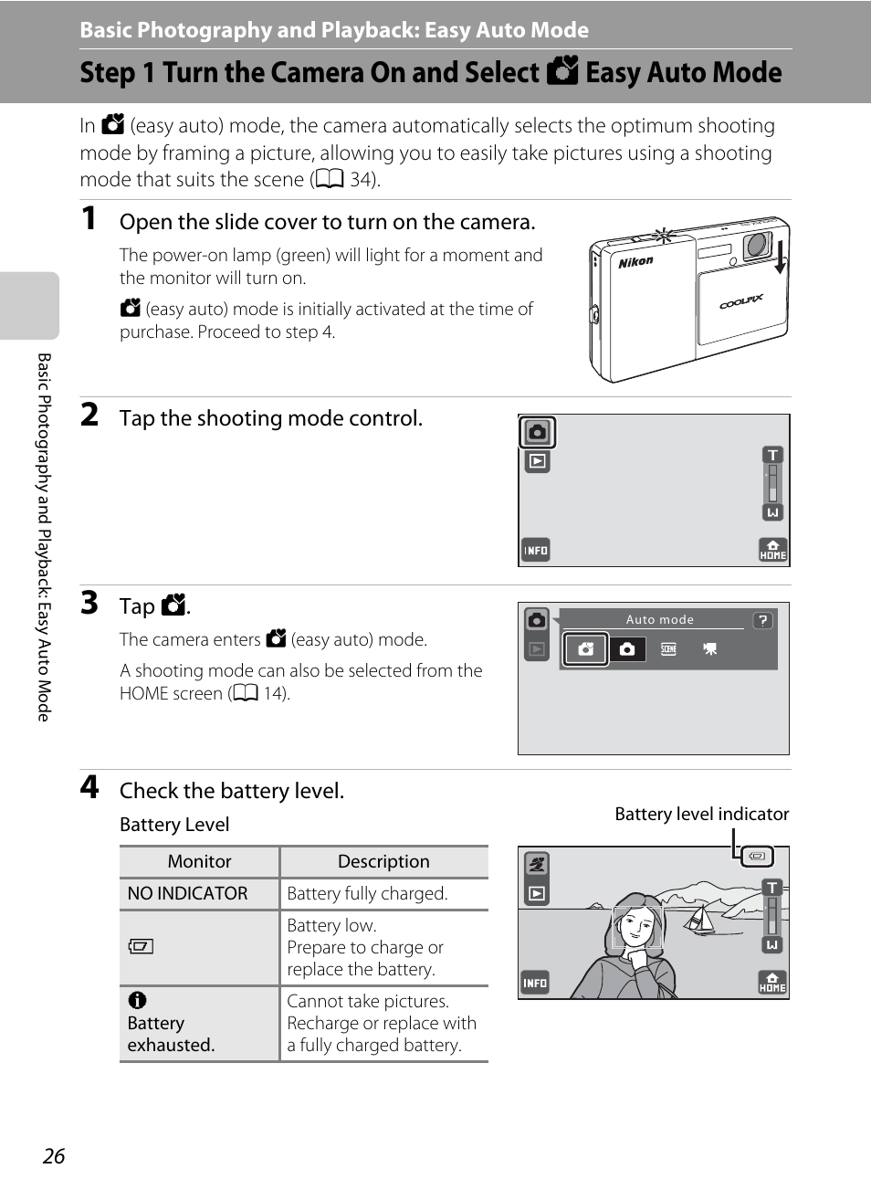 Basic photography and playback: easy auto mode, G basic photography and playback: easy auto mode | Nikon S70 User Manual | Page 38 / 192