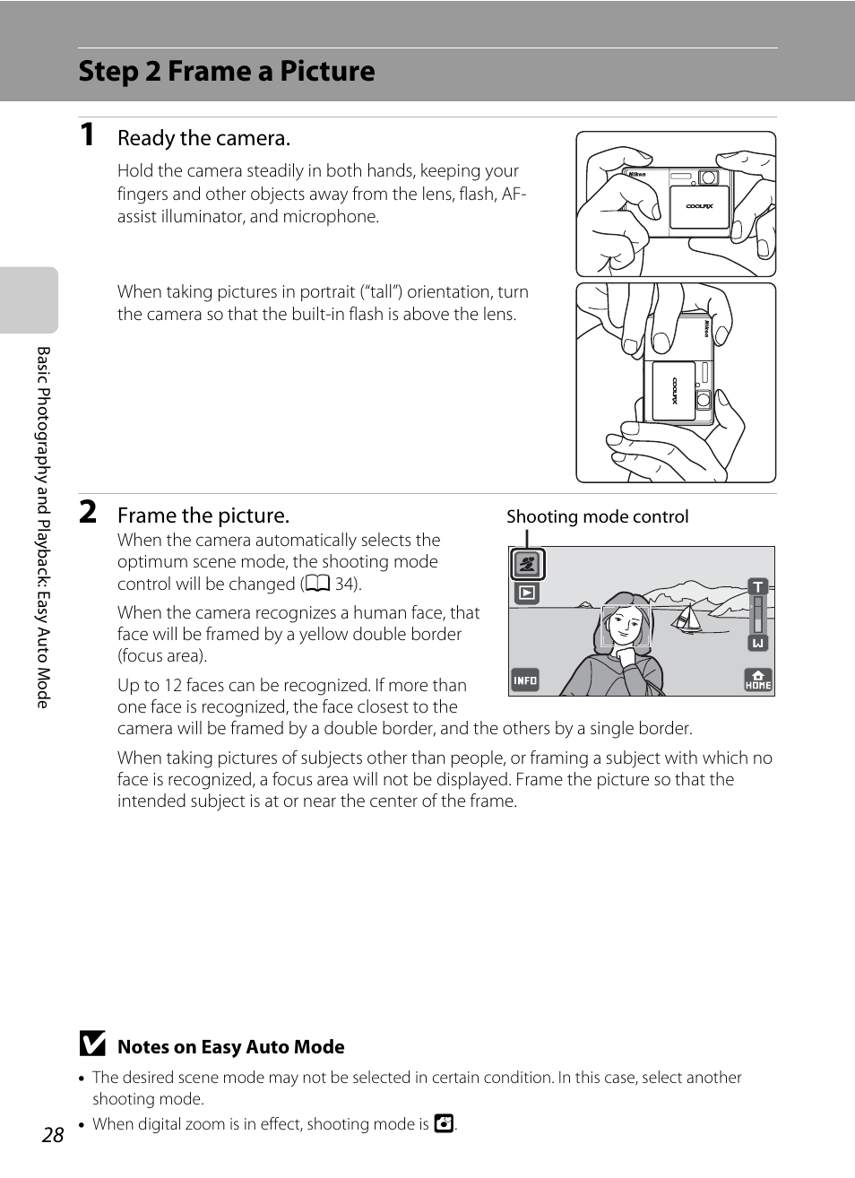 Step 2 frame a picture | Nikon S70 User Manual | Page 40 / 192