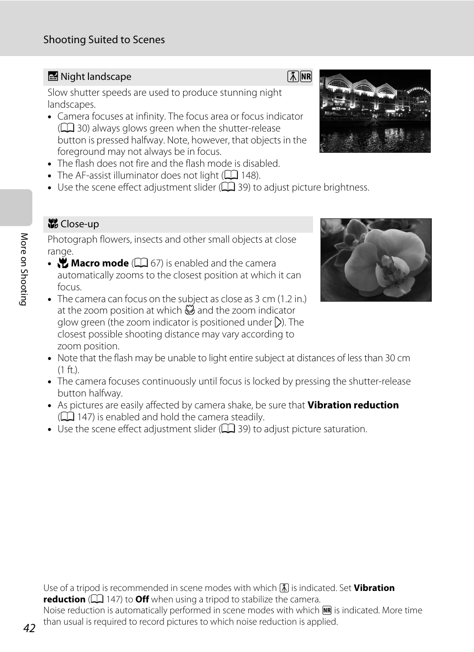 E (a 42), Up (a 42) | Nikon S70 User Manual | Page 54 / 192