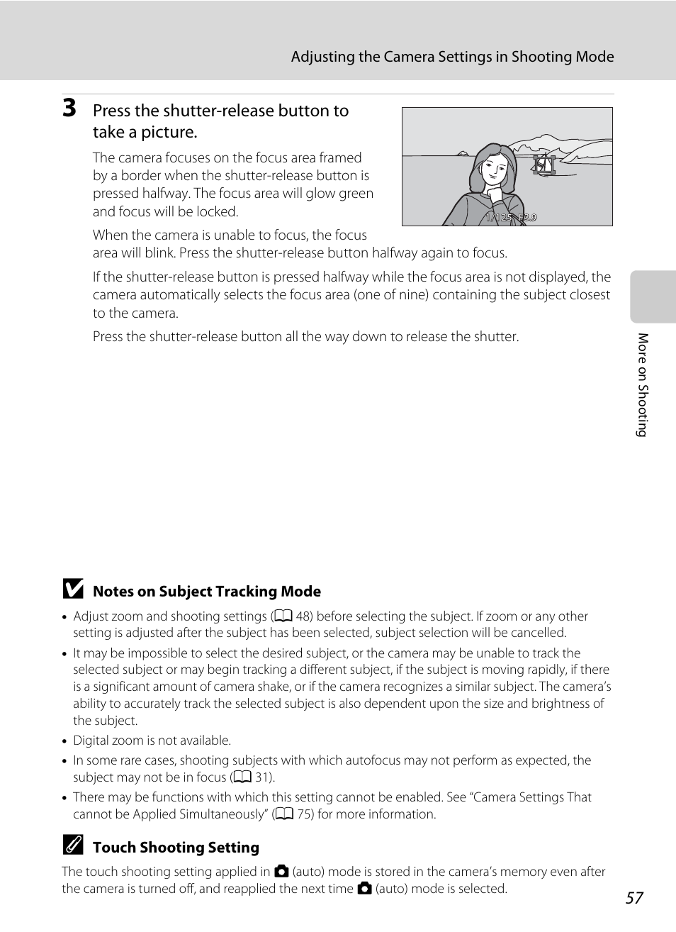 Press the shutter-release button to take a picture | Nikon S70 User Manual | Page 69 / 192