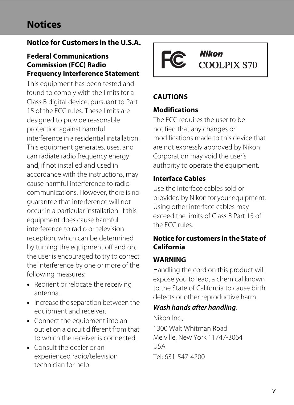 Notices | Nikon S70 User Manual | Page 7 / 192