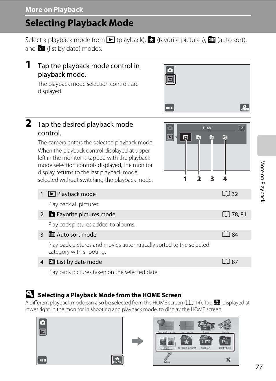 More on playback, Selecting playback mode | Nikon S70 User Manual | Page 89 / 192