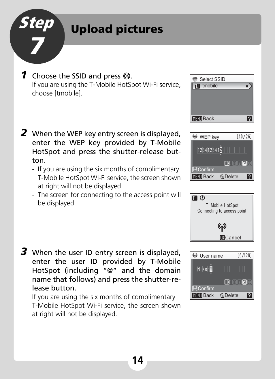 Step 7 upload pictures, Step, Upload pictures | Nikon S51c User Manual | Page 14 / 24