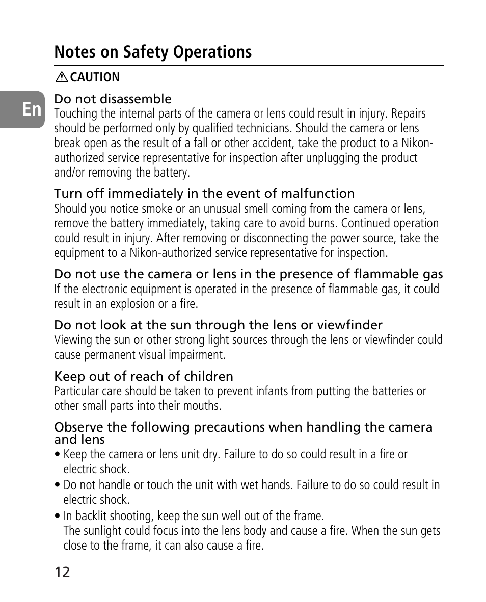 Nikon AF-S 14-24mm f-2.8G ED User Manual | Page 12 / 119