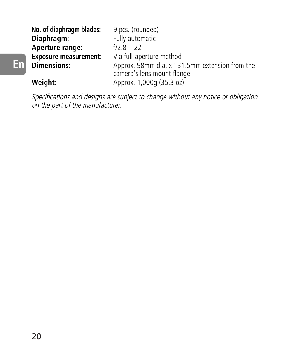 Nikon AF-S 14-24mm f-2.8G ED User Manual | Page 20 / 119