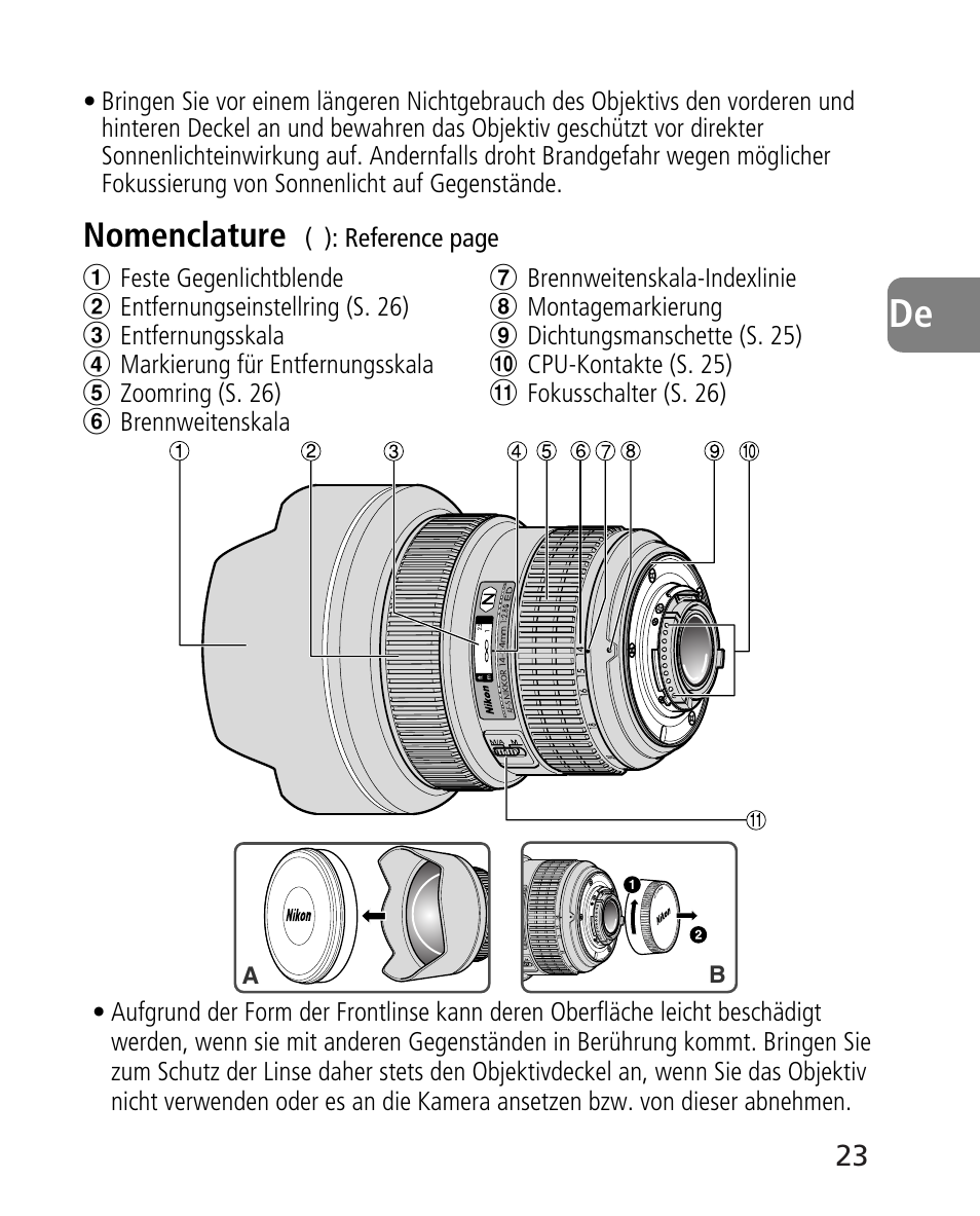 Nomenclature | Nikon AF-S 14-24mm f-2.8G ED User Manual | Page 23 / 119