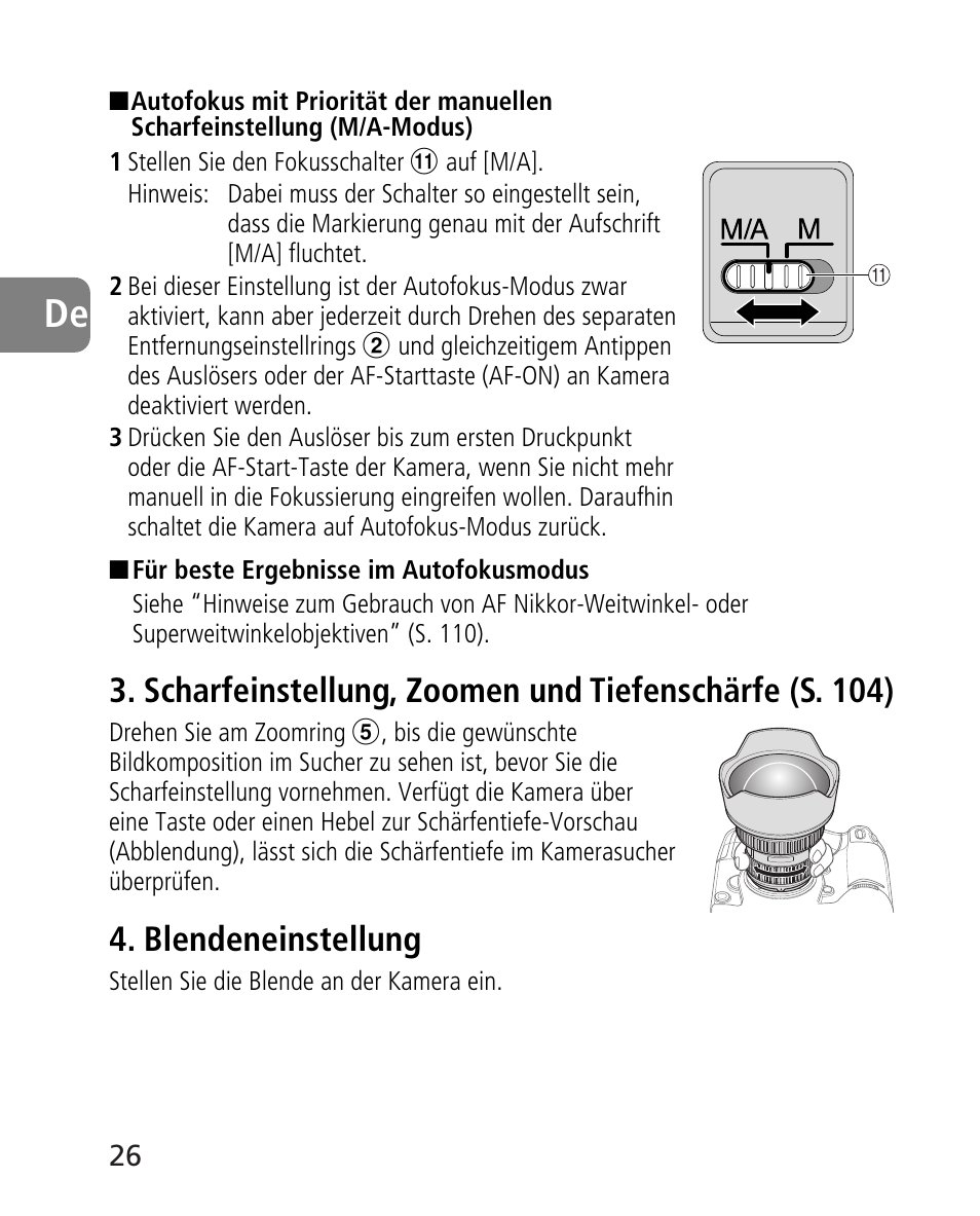 Blendeneinstellung | Nikon AF-S 14-24mm f-2.8G ED User Manual | Page 26 / 119