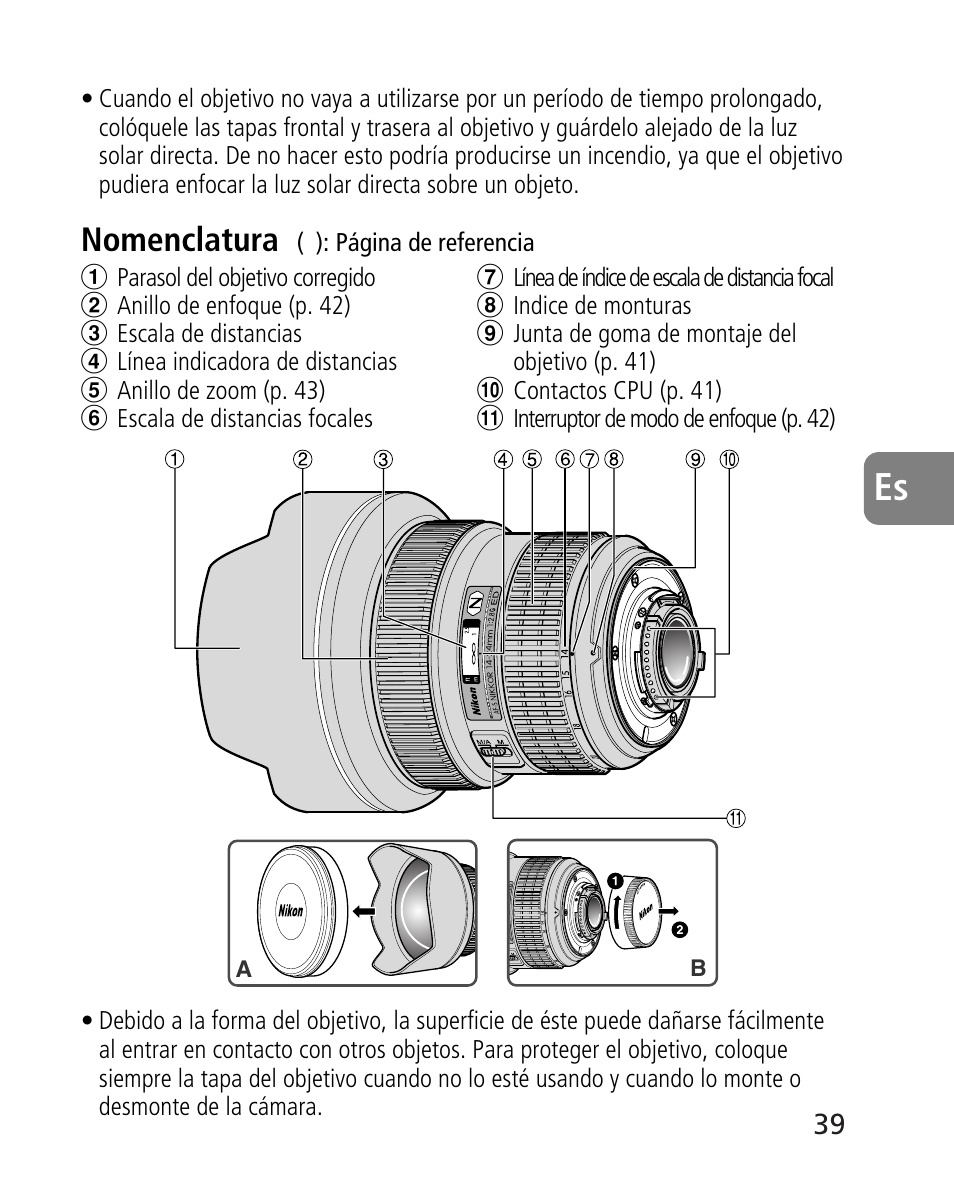Nomenclatura | Nikon AF-S 14-24mm f-2.8G ED User Manual | Page 39 / 119