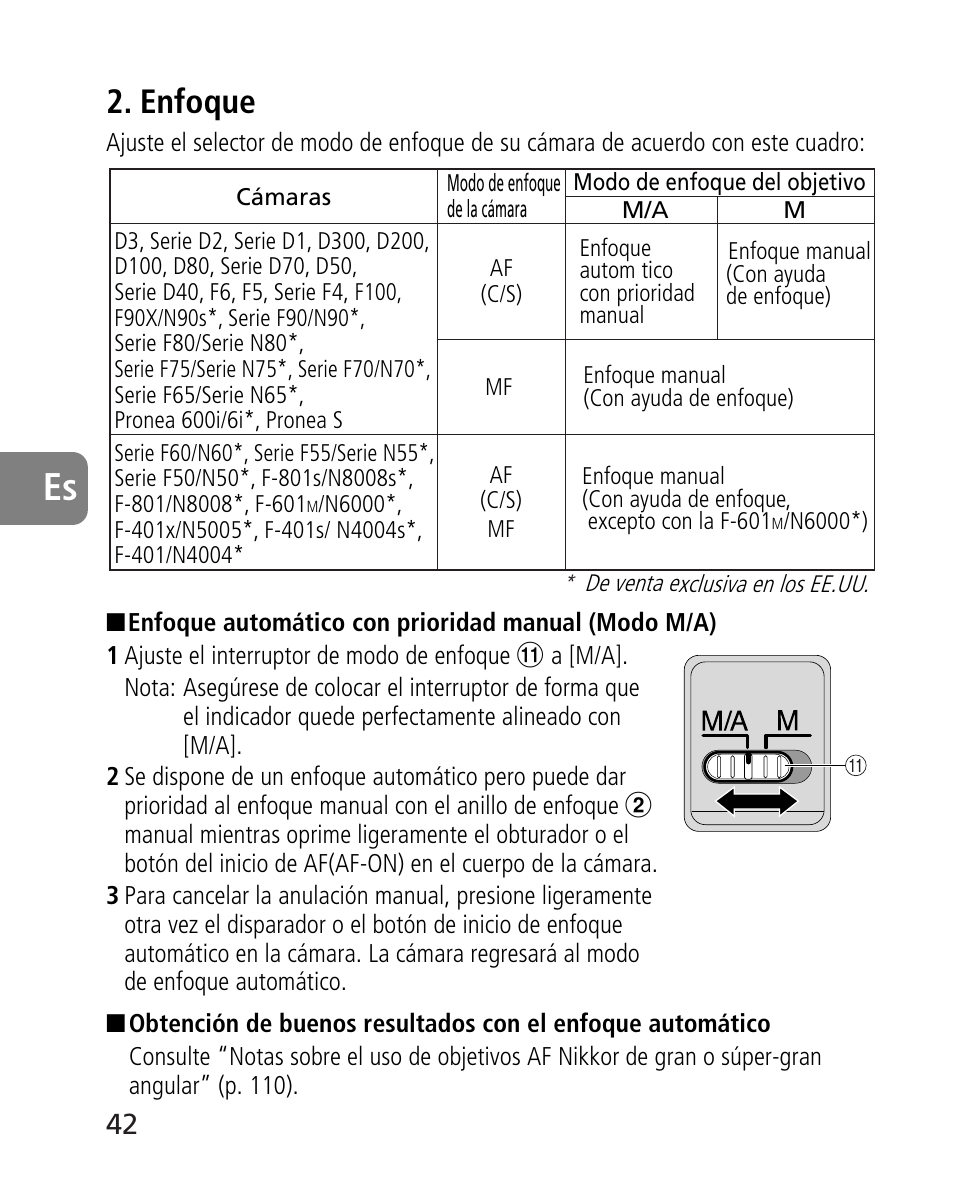 Enfoque | Nikon AF-S 14-24mm f-2.8G ED User Manual | Page 42 / 119
