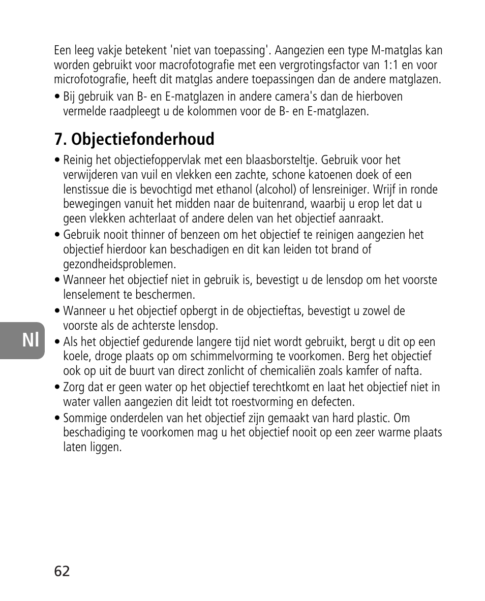 Objectiefonderhoud | Nikon AF-S 14-24mm f-2.8G ED User Manual | Page 62 / 119
