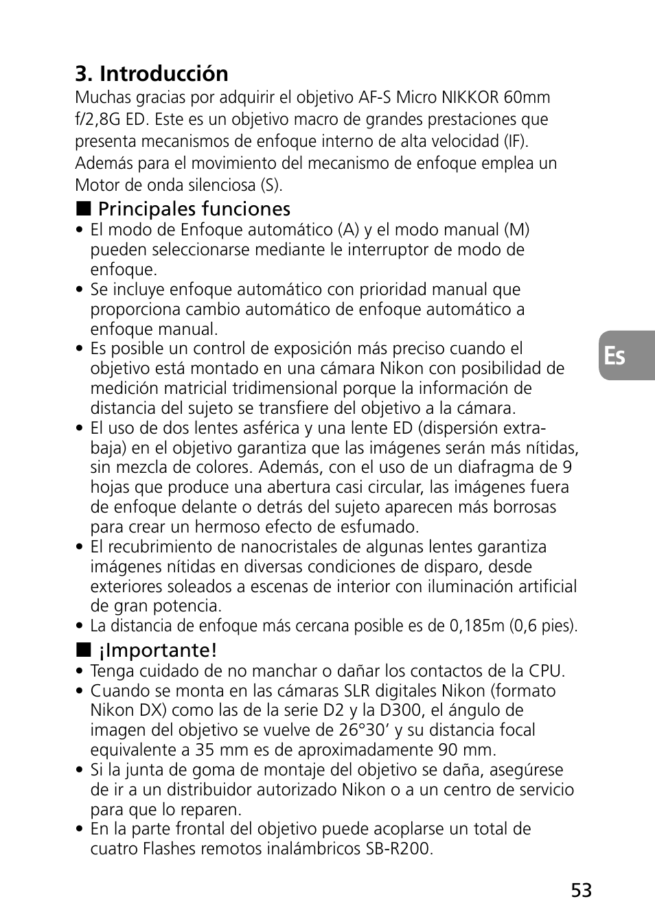 Introducción | Nikon AF-S Micro-NIKKOR 60mm f-2.8G ED User Manual | Page 53 / 154