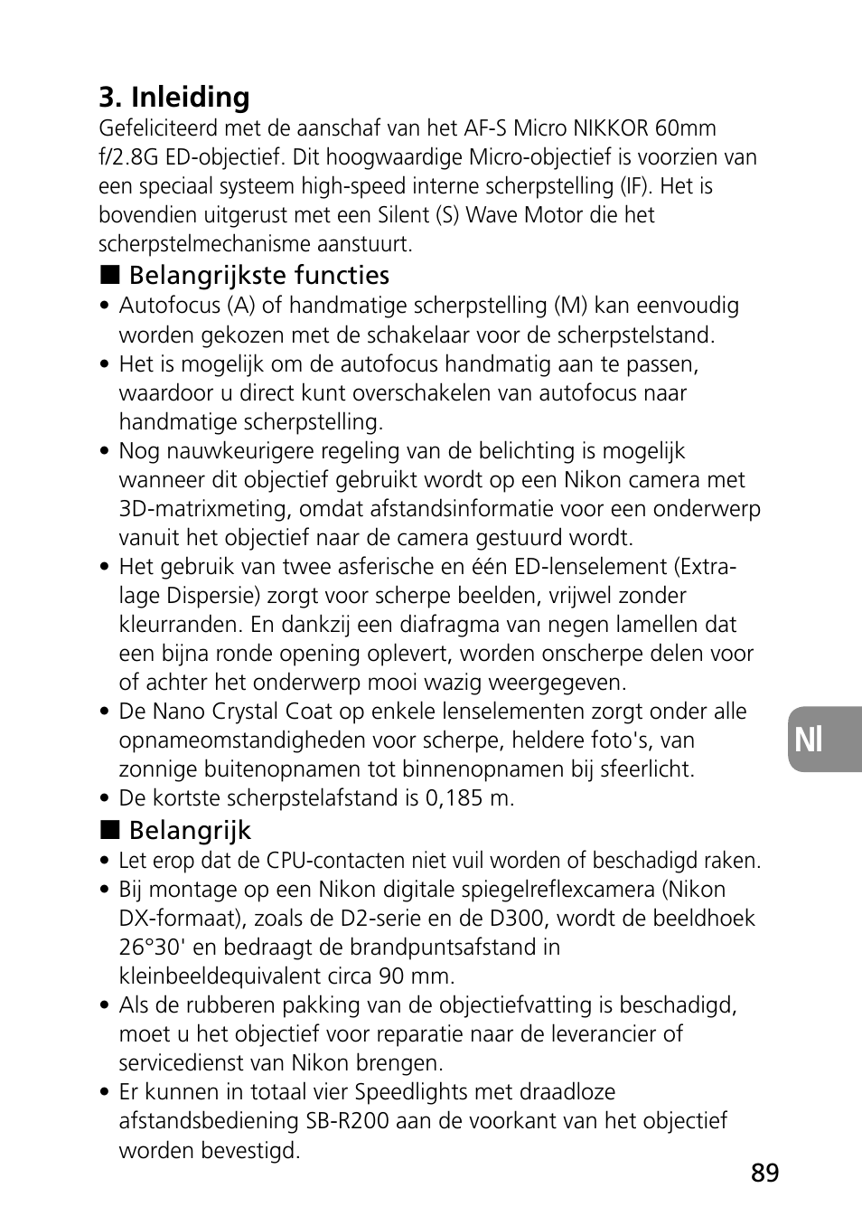 Inleiding | Nikon AF-S Micro-NIKKOR 60mm f-2.8G ED User Manual | Page 89 / 154