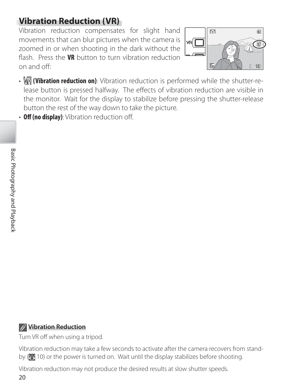 Vibration reduction (vr) | Nikon S10 User Manual | Page 30 / 103