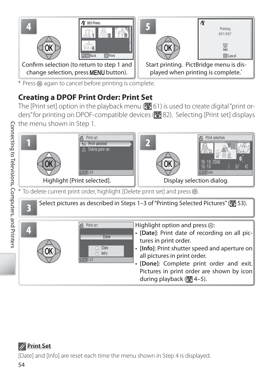 Creating a dpof print order: print set | Nikon S10 User Manual | Page 64 / 103