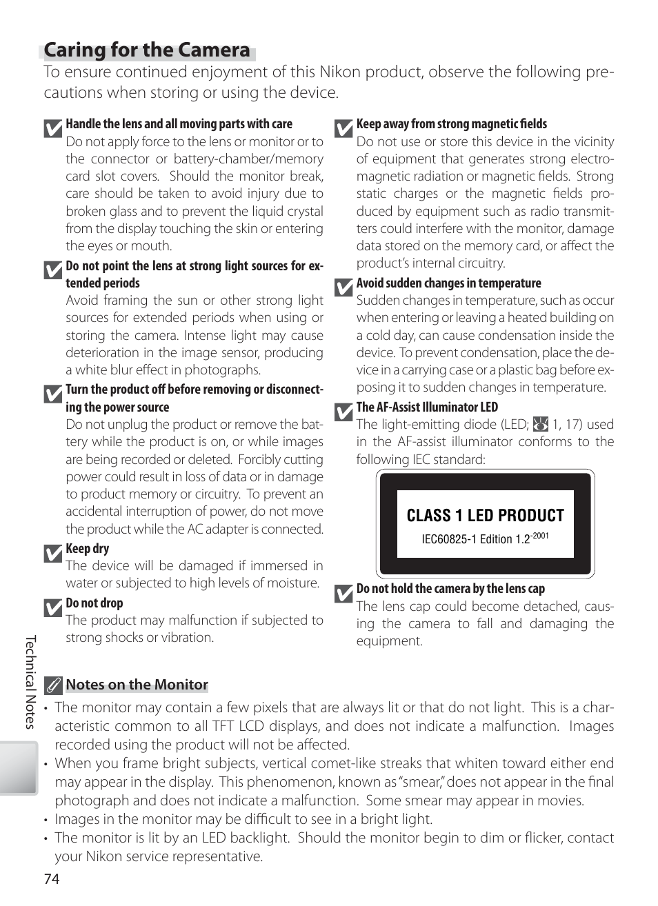 Caring for the camera | Nikon S10 User Manual | Page 84 / 103