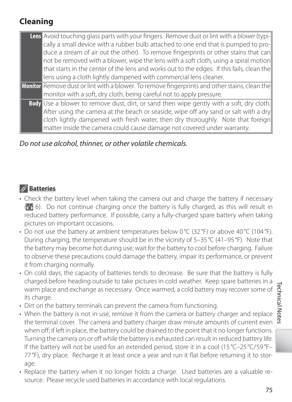 Cleaning | Nikon S10 User Manual | Page 85 / 103