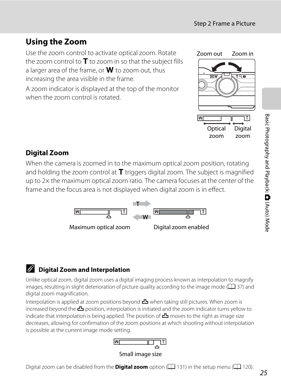 Using the zoom, Digital zoom | Nikon S6000 User Manual | Page 37 / 180