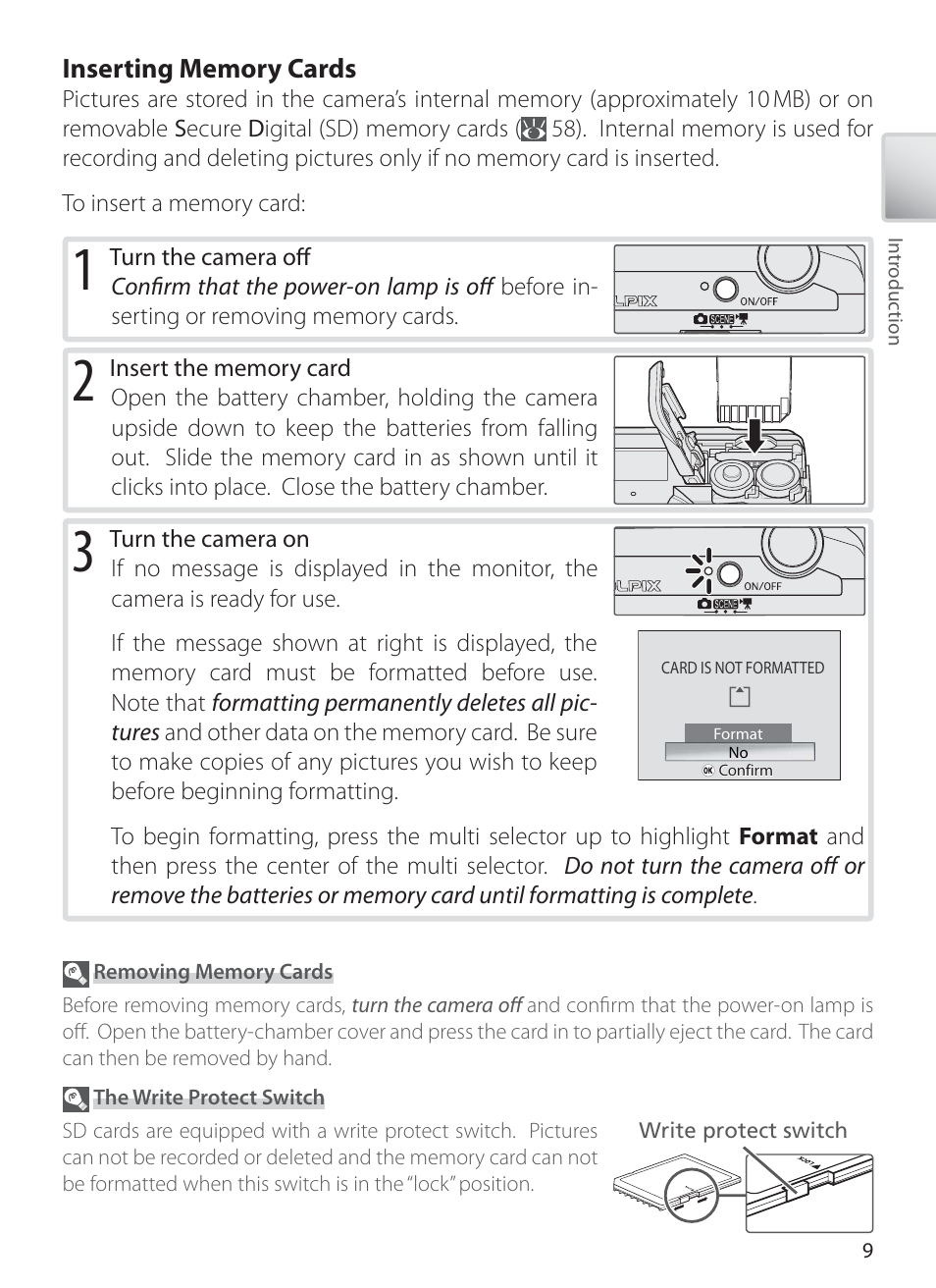 Inserting memory cards | Nikon L1 User Manual | Page 19 / 84