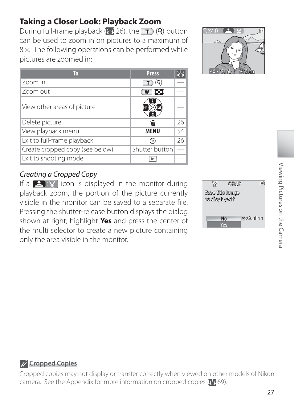 Taking a closer look: playback zoom | Nikon L1 User Manual | Page 37 / 84