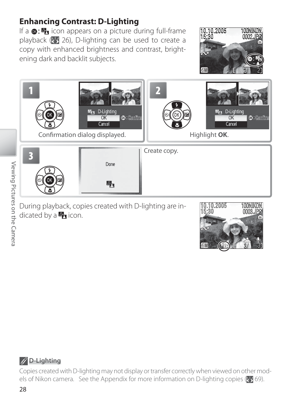 Enhancing contrast: d-lighting | Nikon L1 User Manual | Page 38 / 84