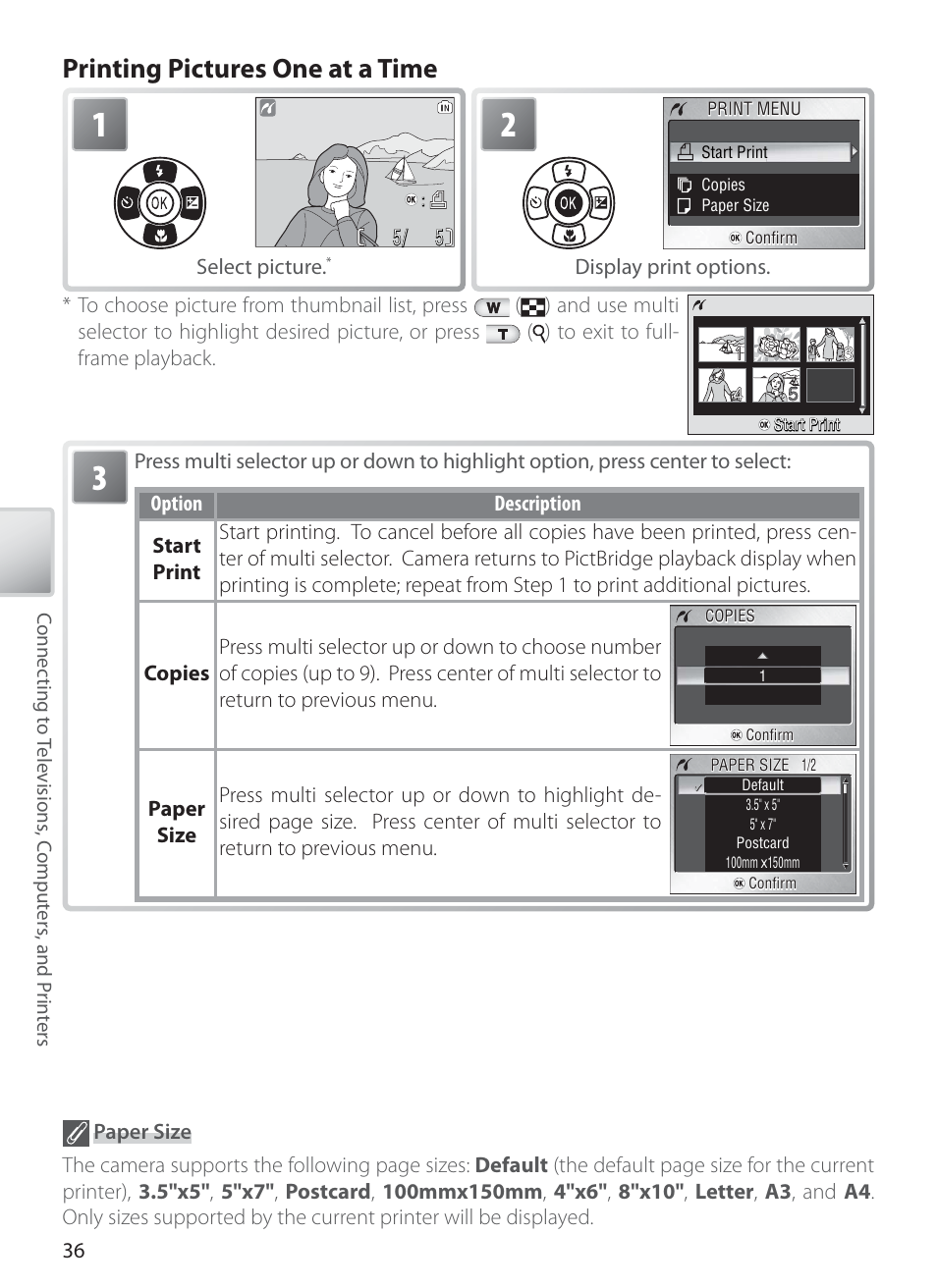 Printing pictures one at a time | Nikon L1 User Manual | Page 46 / 84