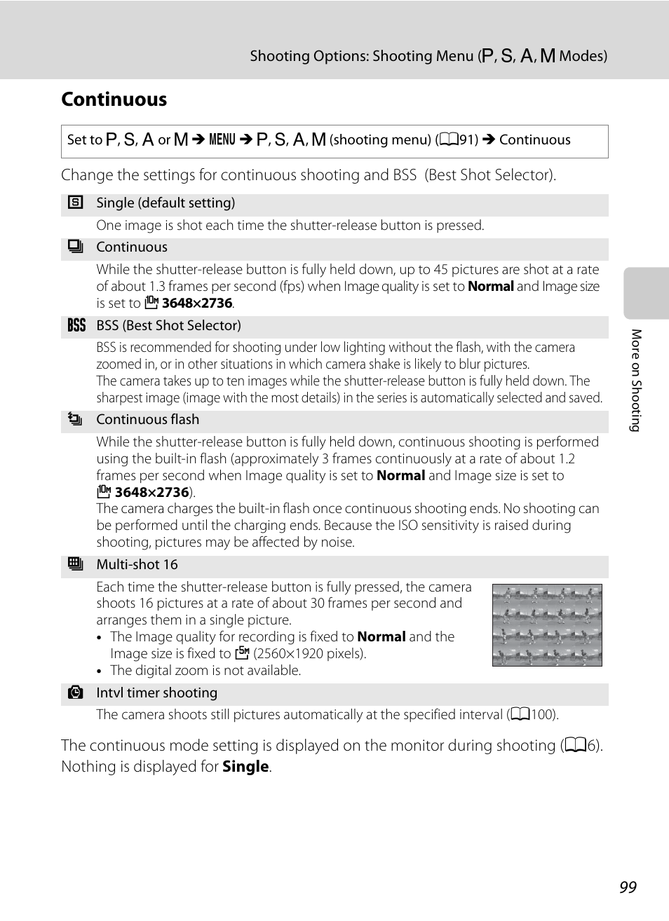 Continuous, A99), A99) can b | Nikon P7000 User Manual | Page 113 / 240