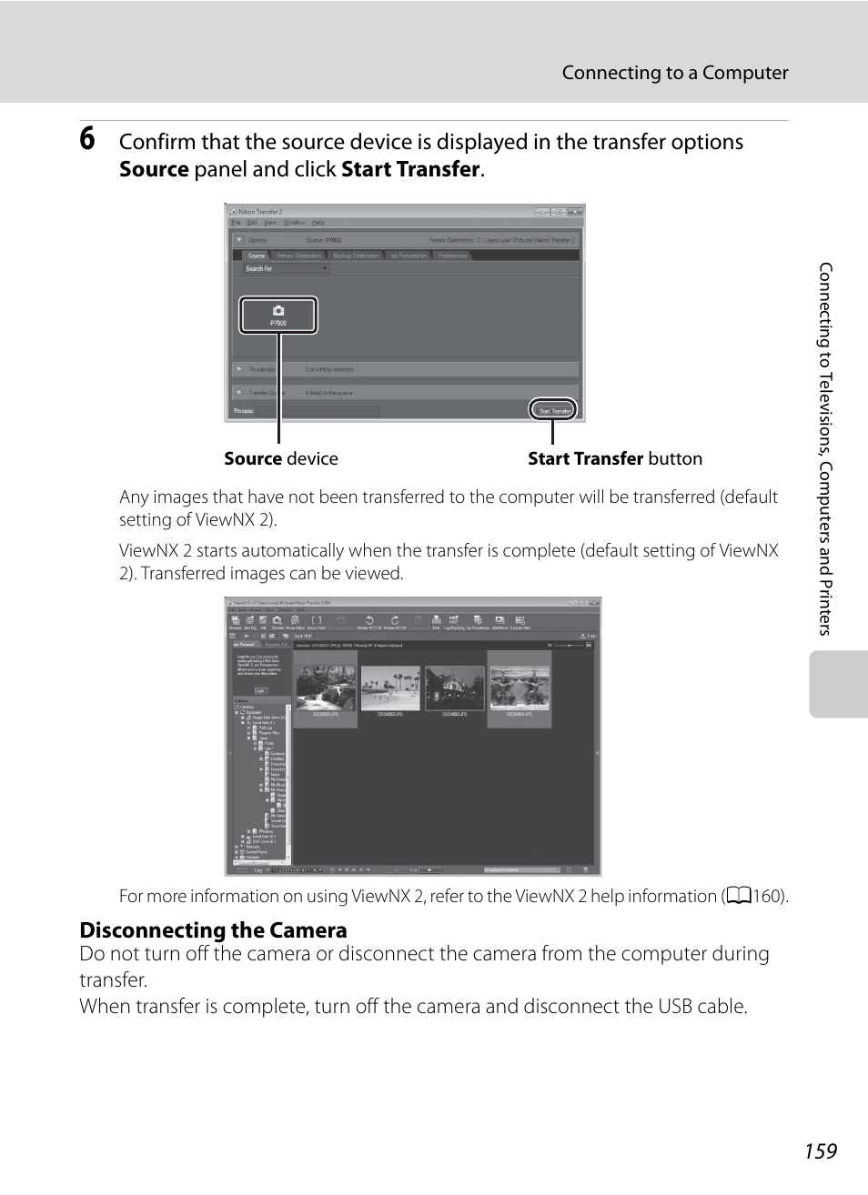 Disconnecting the camera | Nikon P7000 User Manual | Page 173 / 240