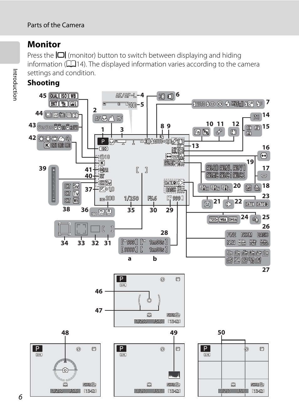 Monitor, Shooting | Nikon P7000 User Manual | Page 20 / 240