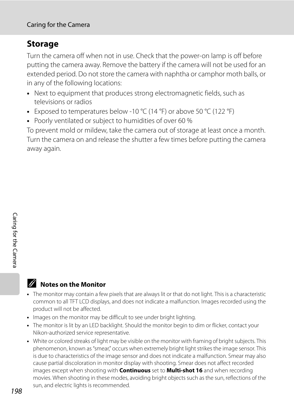 Storage, A198 | Nikon P7000 User Manual | Page 212 / 240