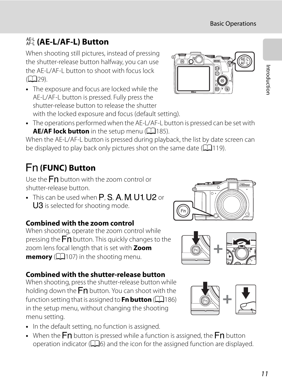 Ae-l/af-l button, Func button, G (ae-l/af-l) button w (func) button | G (ae-l/af-l) button, W (func) button | Nikon P7000 User Manual | Page 25 / 240