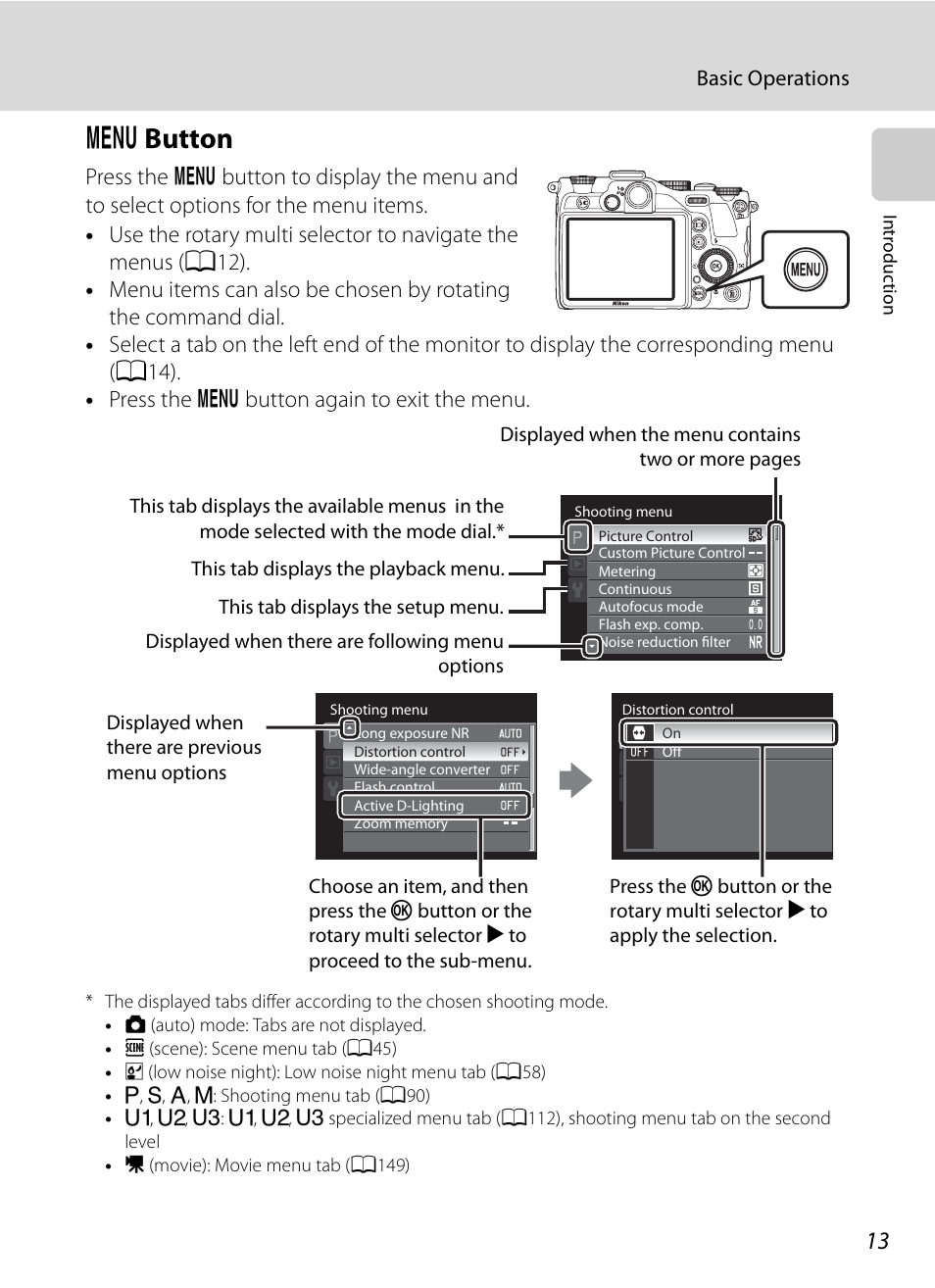 Menu button, D button | Nikon P7000 User Manual | Page 27 / 240