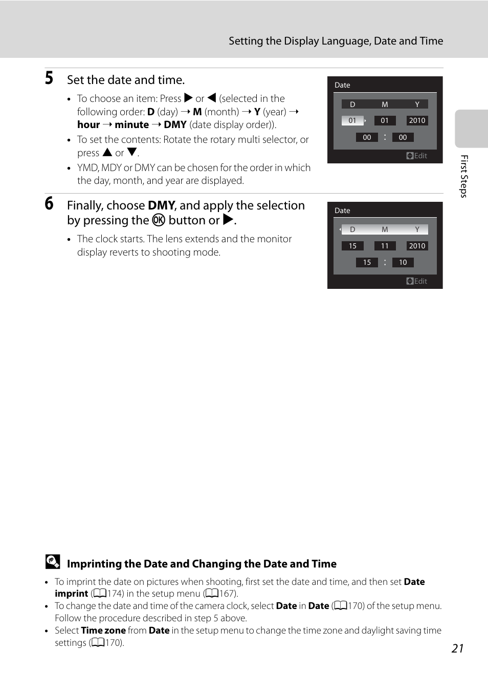 Set the date and time | Nikon P7000 User Manual | Page 35 / 240