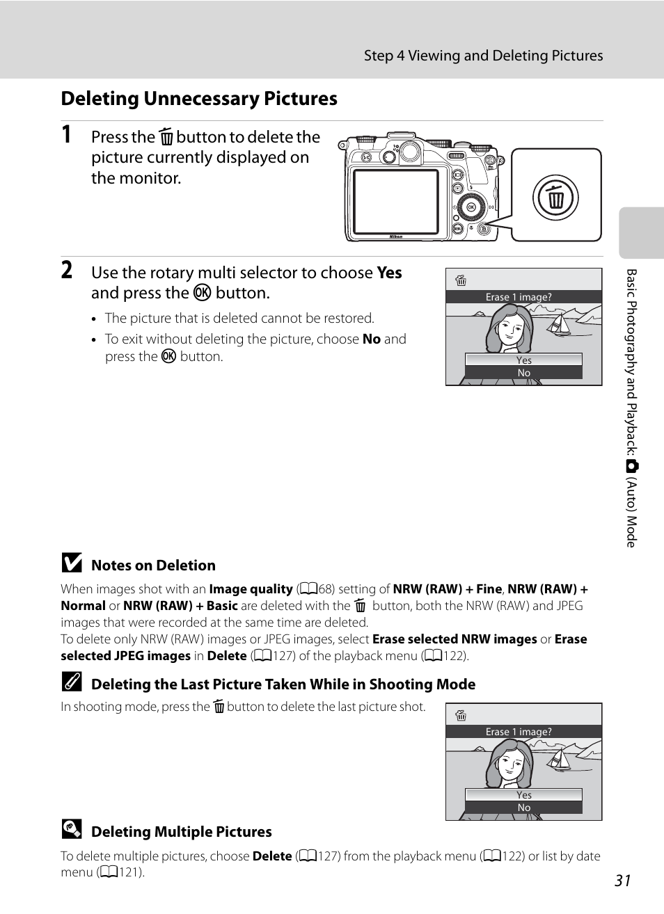 Deleting unnecessary pictures | Nikon P7000 User Manual | Page 45 / 240