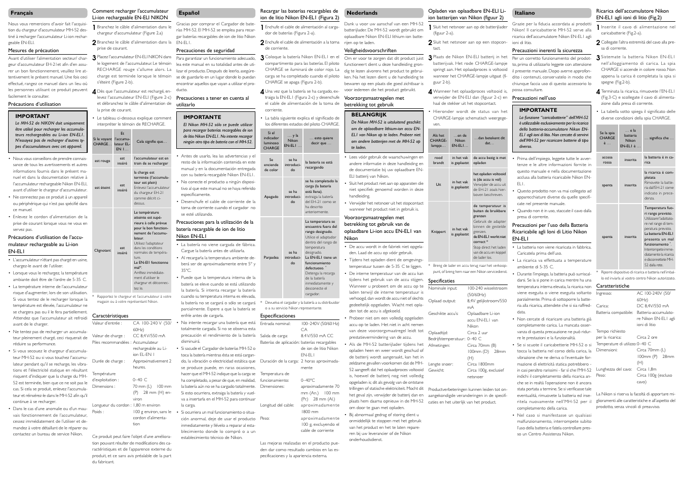 Nikon MH-52 AC Battery Charger User Manual | Page 2 / 2