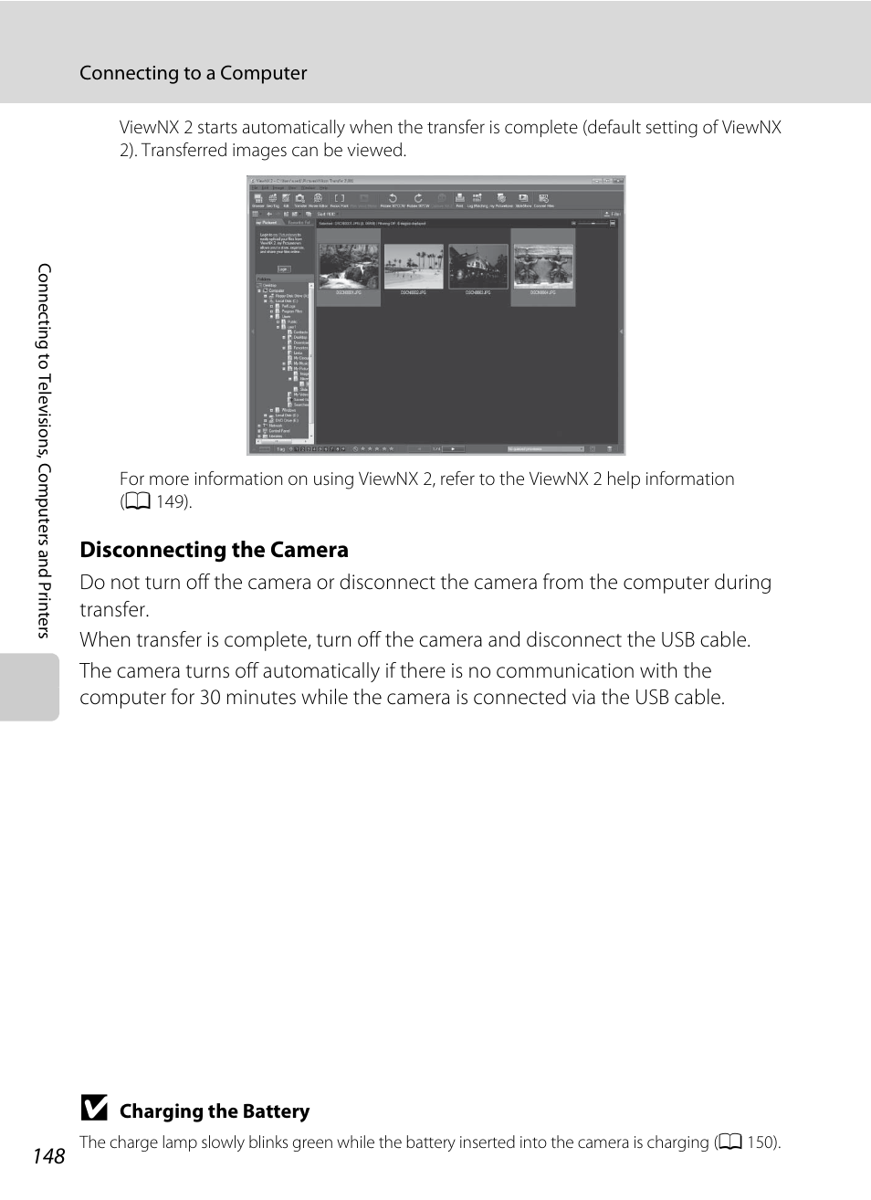 Disconnecting the camera | Nikon COOLPIX-S8100 User Manual | Page 160 / 220