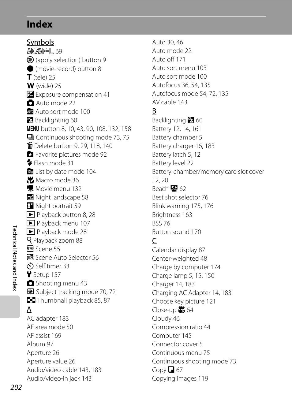 Index | Nikon COOLPIX-S8100 User Manual | Page 214 / 220